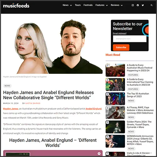 haydenjamesanabelenglundmusicfeeds Hayden james, Anabel Englund, musicfeeds, News