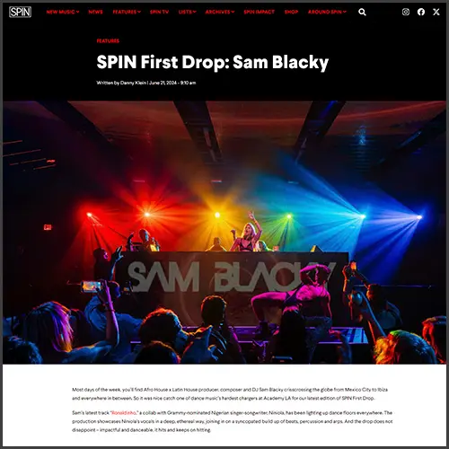samblackyspin Sam Blacky, SPIN, News