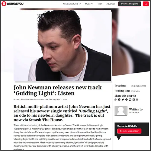 johnnewmanweraveyou John Newman, We rave you, News