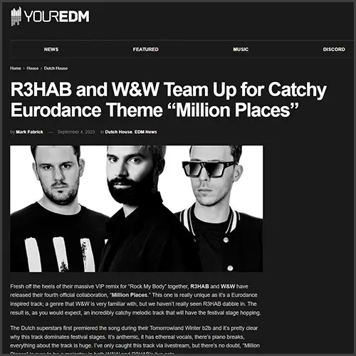 r3habwwyouredm R3HAB, W&W, Your EDM, News