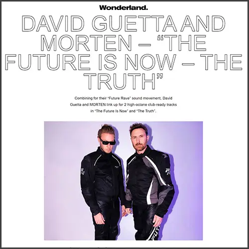 davidguettamortenwonderlandmagazine David Guetta, Morten, Wonderland, News