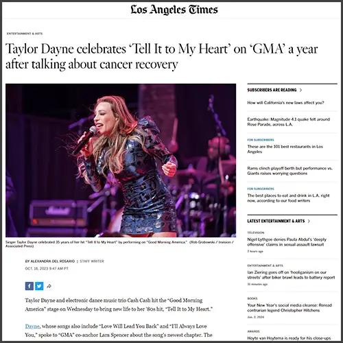 taylordaynecashcashlatimes Taylor Dayne, Cash Cash, Los Angeles Times, GMA, News