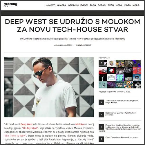 deepwestmolokomixmagadria Deep West, Moloko, mixmag adria, News