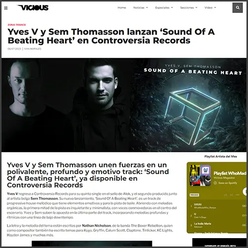yvesvsemthomassonviciousmagazine Yves V, Sem Tomasson, Controversia Records, Vicious, News