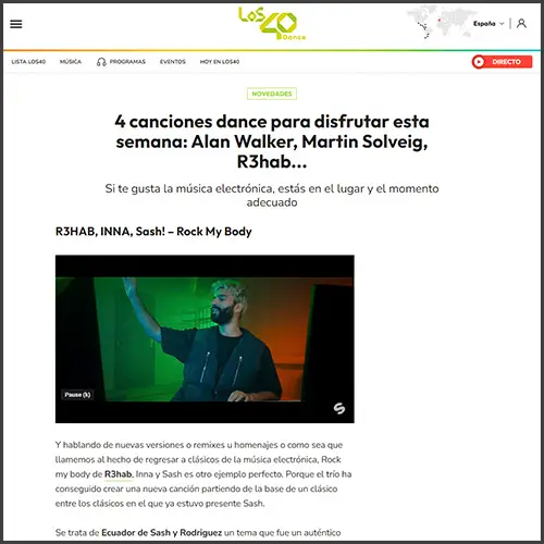 r3hablos40 R3HAB, INNA, Sash!, LOS40, News