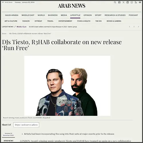 tiestor3habarabnews Tiesto, R3HAB, Arab News, News