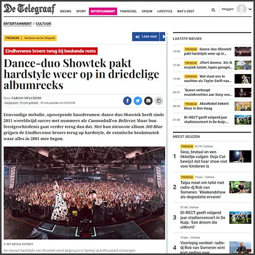 showtekdetelegraaf Showtek, De Telegraaf, News