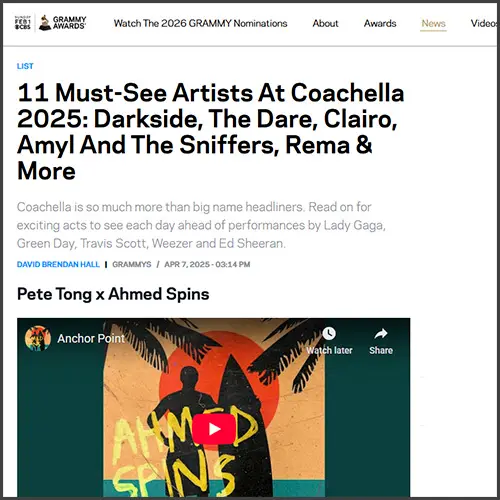 ahmedspinsgrammy Grammy Awards, Grammy.com, Ahmed Spins, News
