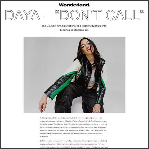 dayawonderlandmagazine DAYA, Wonderland, News