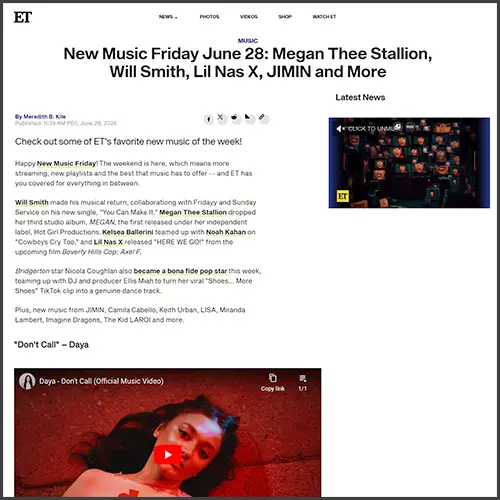 dayaentertainmenttonight DAYA, etonline, News