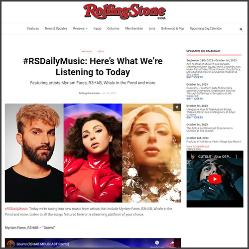 r3habmyriamfaresrollingstoneindia R3HAB, Rollin Stone India, News