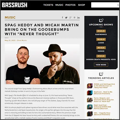 spagheddymicahmartinbassrush Spag Heddy, Bassrush, News