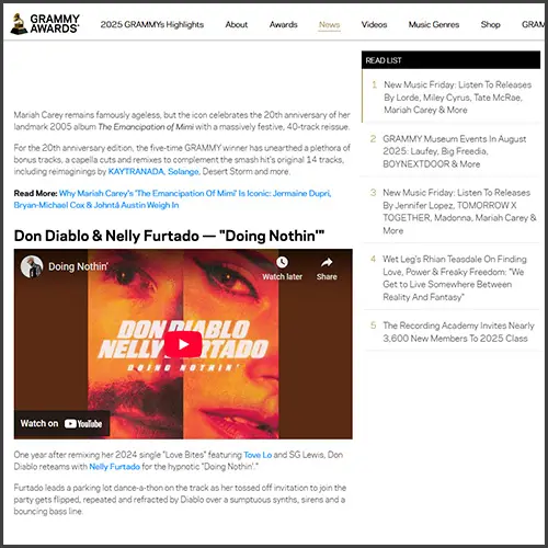 dondiablonellyfurtadogrammy Don Diablo, Nelly Furtado, Grammy Awards, News